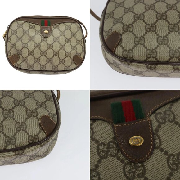 GUCCI GG Supreme Web Sherry Line Shoulder Bag PVC Beige 156 02 066 Auth bs27644 - Picture 13 of 14